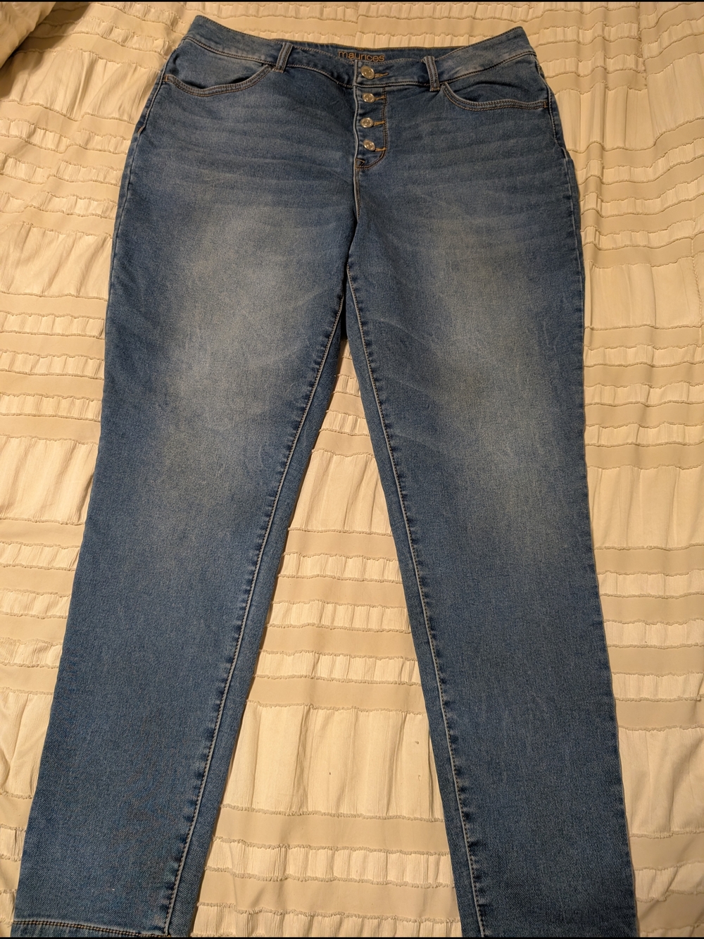 Maurices Women's Medium Blue Skinny Jeans with Button-Fly